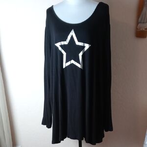 Avenue Black Long Sleeve Top with Silver Star
